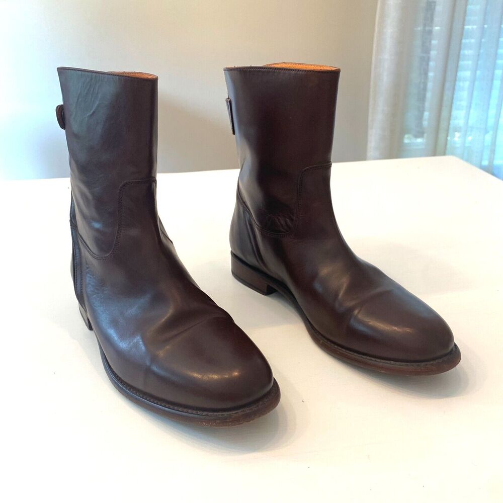 Women's Frye Brown Leather Abigail Zip Short Boots US Size 8 M 8M 3475164